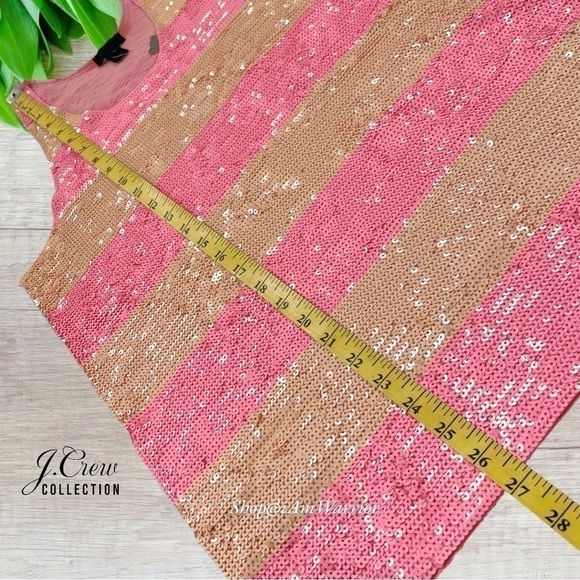 J.Crew Collection NWT pink lemonade striped sequin tank top *shop@iamwarrior - Picture 10 of 13